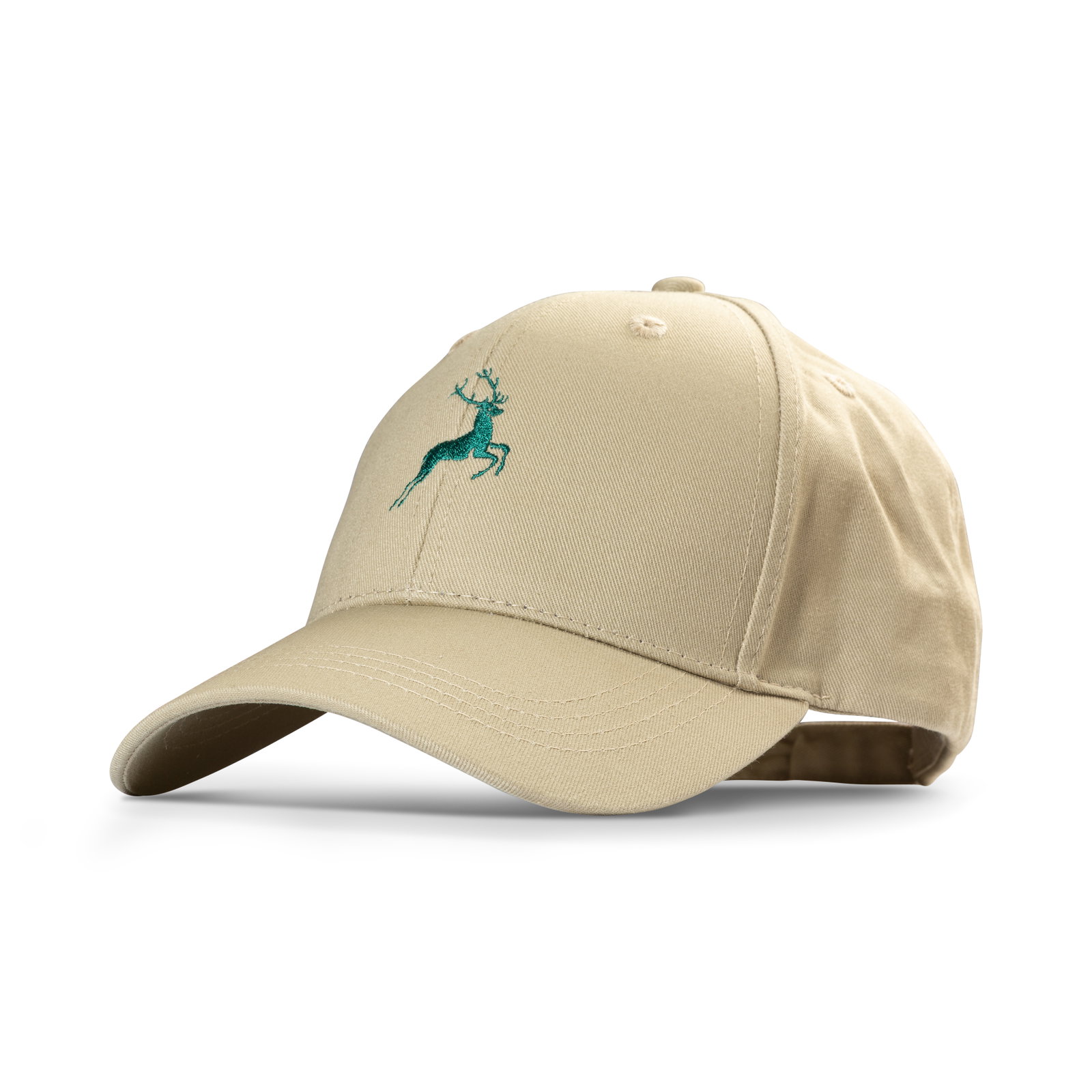 Cap in beige with green deer